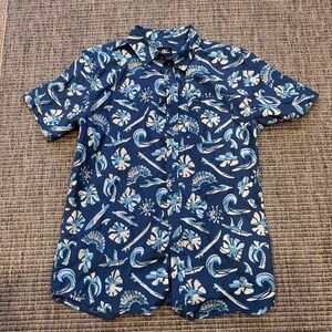 O'Neill Standard Fit Blue Tropical Floral Short-Sleeve Button-Down Shirt
